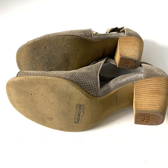 Paul Green Colleen Beige Suede Perforated Peep Toe Bootie Sandal Metalli… - Picture 8 of 8